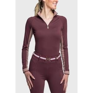NEW KASTEL DENMARK 1/4 zip long sleeve tee in cabernet